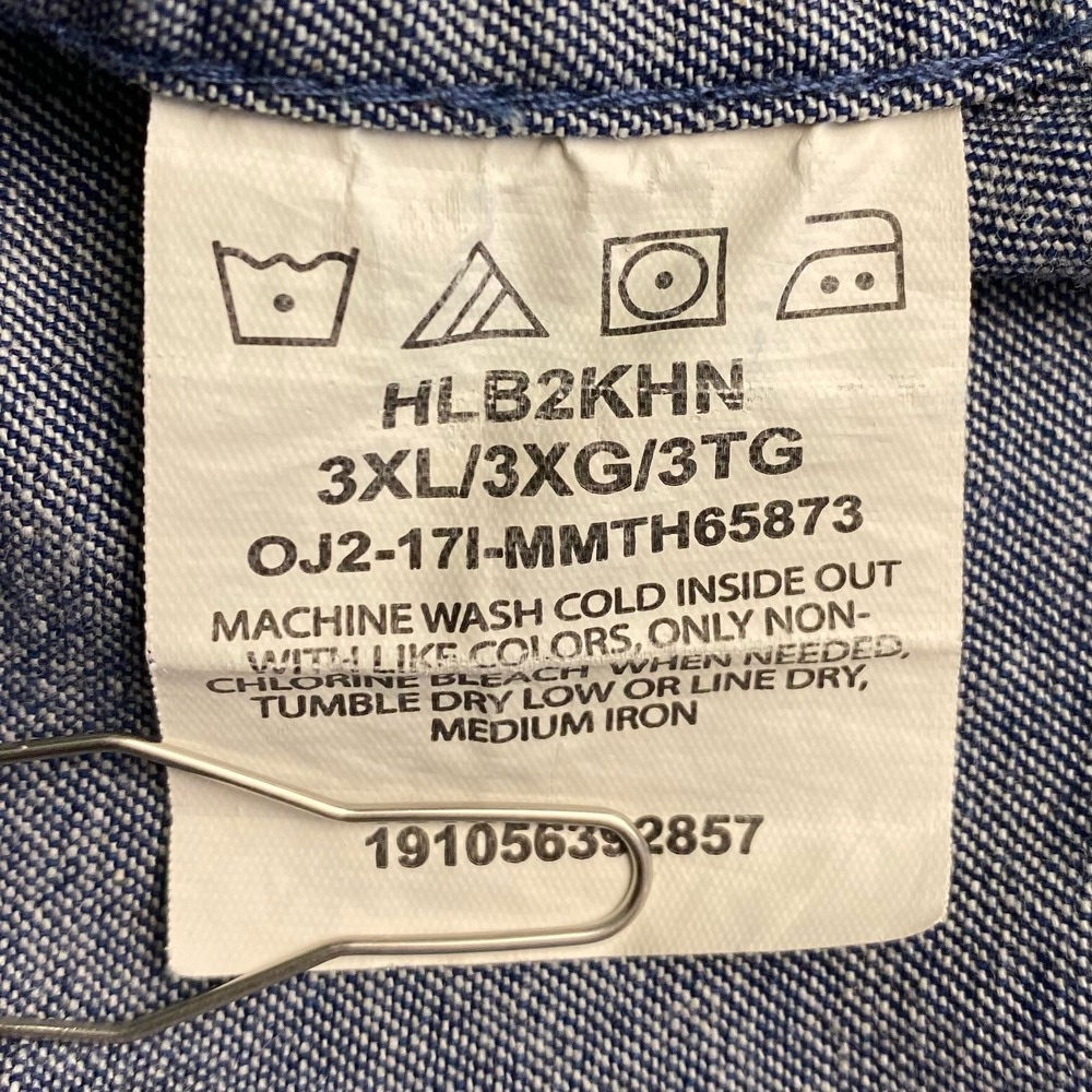 Wrangler Men's Size Tall 3XL Shirt Premium Denim Long Sleeve Comfort Flex Blue - Picture 5 of 9